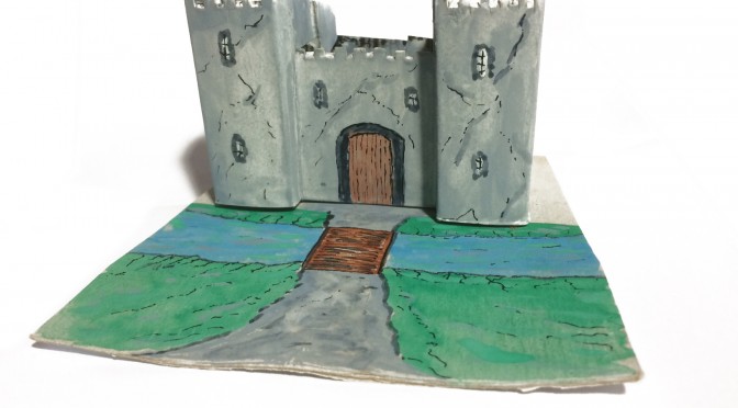 Adorning one’s one square foot: delightful model castle with draw-bridge and two turrets